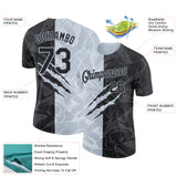 Custom Graffiti Pattern Black-Silver Scratch 3D Performance T-Shirt