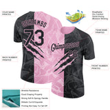 Custom Graffiti Pattern Black-Light Pink Scratch 3D Performance T-Shirt