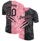 Custom Graffiti Pattern Black-Medium Pink Scratch 3D Performance T-Shirt