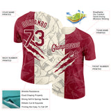Custom Graffiti Pattern Crimson-Cream Scratch 3D Performance T-Shirt
