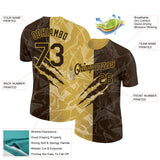 Custom Graffiti Pattern Brown-Old Gold Scratch 3D Performance T-Shirt