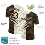 Custom Graffiti Pattern Brown-Cream Scratch 3D Performance T-Shirt