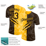 Custom Graffiti Pattern Brown-Gold Scratch 3D Performance T-Shirt
