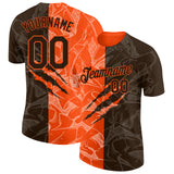 Custom Graffiti Pattern Brown-Orange Scratch 3D Performance T-Shirt