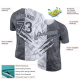 Custom Graffiti Pattern Steel Gray-White Scratch 3D Performance T-Shirt