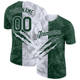 Custom Graffiti Pattern Green-White Scratch 3D Performance T-Shirt