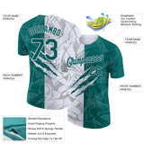 Custom Graffiti Pattern Teal-White Scratch 3D Performance T-Shirt