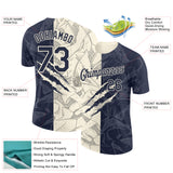 Custom Graffiti Pattern Navy-Cream Scratch 3D Performance T-Shirt