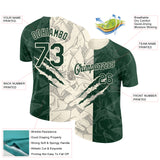 Custom Graffiti Pattern Green-Cream Scratch 3D Performance T-Shirt