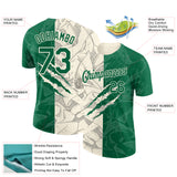 Custom Graffiti Pattern Kelly Green-Cream Scratch 3D Performance T-Shirt