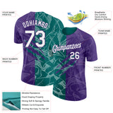 Custom Graffiti Pattern White Purple-Teal Scratch 3D Performance T-Shirt