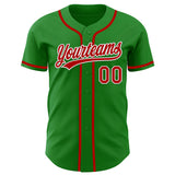 Custom Grass Green Red-White Authentic Baseball Jersey