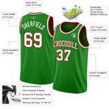 Custom Grass Green White-Red Authentic Basketball Jersey