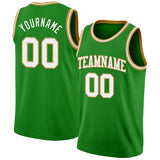 Custom Grass Green White-Old Gold Authentic Basketball Jersey