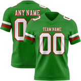 Custom Grass Green White-Red Mesh Authentic Football Jersey