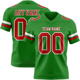 Custom Grass Green Red-White Mesh Authentic Football Jersey