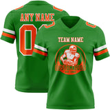Custom Grass Green Orange-White Mesh Authentic Football Jersey