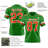 Custom Grass Green Orange-White Mesh Authentic Football Jersey