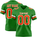Custom Grass Green Orange-White Mesh Authentic Football Jersey