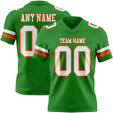 Custom Grass Green White-Orange Mesh Authentic Football Jersey