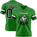 Custom Grass Green Black-White Mesh Authentic Football Jersey
