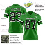 Custom Grass Green Black-White Mesh Authentic Football Jersey
