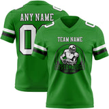 Custom Grass Green White-Black Mesh Authentic Football Jersey