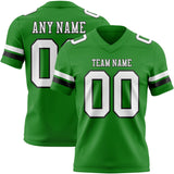Custom Grass Green White-Black Mesh Authentic Football Jersey