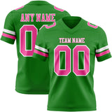 Custom Grass Green Pink-White Mesh Authentic Football Jersey