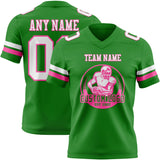 Custom Grass Green White-Pink Mesh Authentic Football Jersey