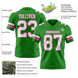 Custom Grass Green White-Pink Mesh Authentic Football Jersey