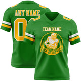 Custom Grass Green Gold-White Mesh Authentic Football Jersey