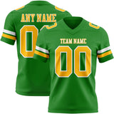 Custom Grass Green Gold-White Mesh Authentic Football Jersey