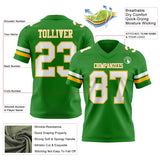 Custom Grass Green White-Gold Mesh Authentic Football Jersey