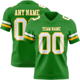 Custom Grass Green White-Gold Mesh Authentic Football Jersey