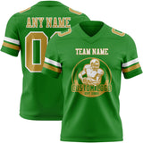 Custom Grass Green Old Gold-White Mesh Authentic Football Jersey