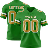 Custom Grass Green Old Gold-White Mesh Authentic Football Jersey