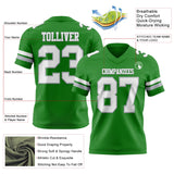 Custom Grass Green White-Gray Mesh Authentic Football Jersey