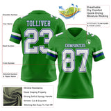 Custom Grass Green White-Royal Mesh Authentic Football Jersey