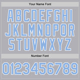 Custom Gray Light Blue-White Mesh Authentic Throwback Baseball Jersey