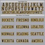 Custom Gray Navy-Gold Mesh Authentic Throwback Football Jersey