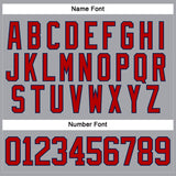 Custom Gray Red-Navy Hockey Lace Neck Jersey