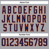 Custom Gray Navy-Orange Hockey Lace Neck Jersey