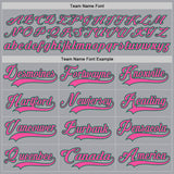 Custom Gray Pink-Kelly Green Hockey Lace Neck Jersey