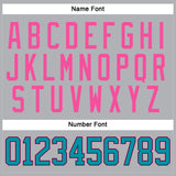 Custom Gray Teal Black-Pink Hockey Jersey