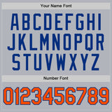 Custom Gray Orange-Royal Authentic Throwback Basketball Jersey
