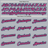 Custom Gray Teal Black-Pink Authentic Throwback Basketball Jersey