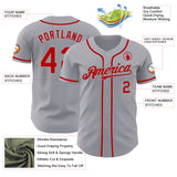 Custom Gray Red Authentic Baseball Jersey