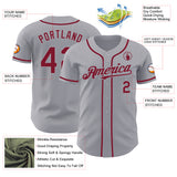 Custom Gray Crimson Authentic Baseball Jersey