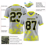 Custom Gray Black-Neon Yellow Splash Mesh Authentic Football Jersey
